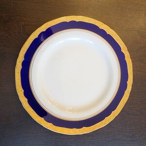 Royal Worcester Aston England White Blue Gold Rim Fine Bone China 6" Bread Plate